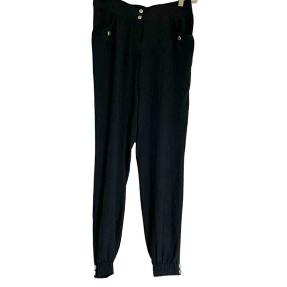 Cache Size 2 Black Pants Trousers Joggers Gold Detail Career Relaxed - Picture 1 of 6